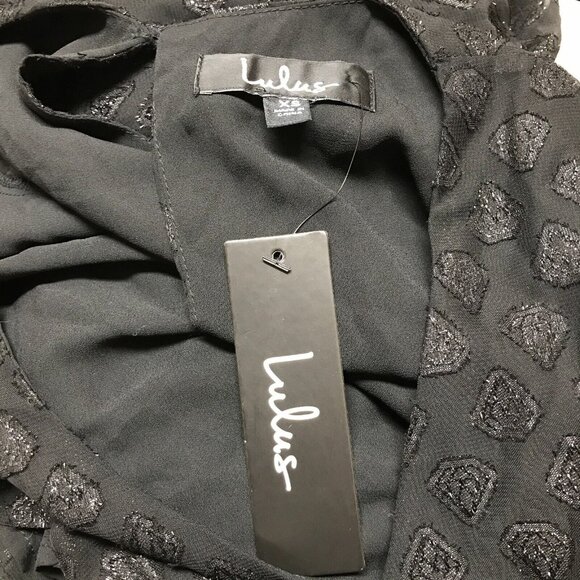 Lulus Womens XS Marci Black Romper Embroidered Long Sleeve Shimmer NWT - Picture 10 of 11